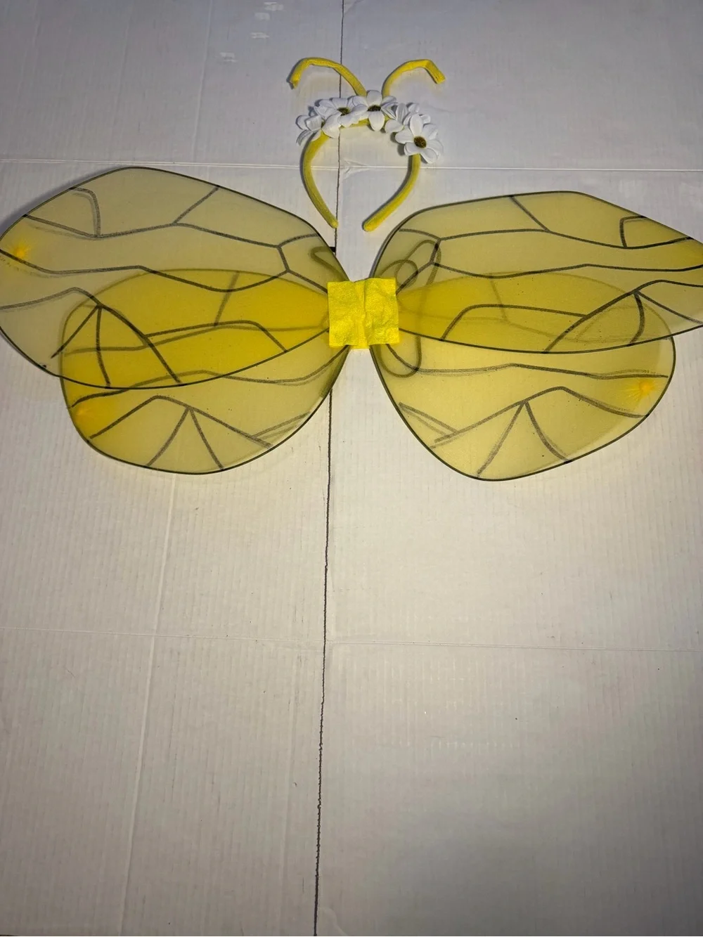 Yellow Bumblebee Dress-Up Set with Wings and Antenna Headband Small
